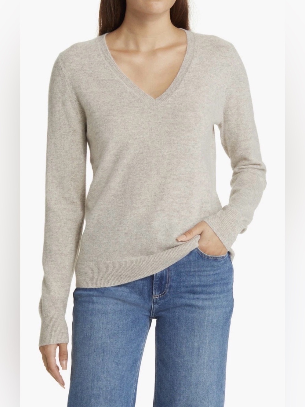 Halogen women's 100% cashmere V-neck sweater